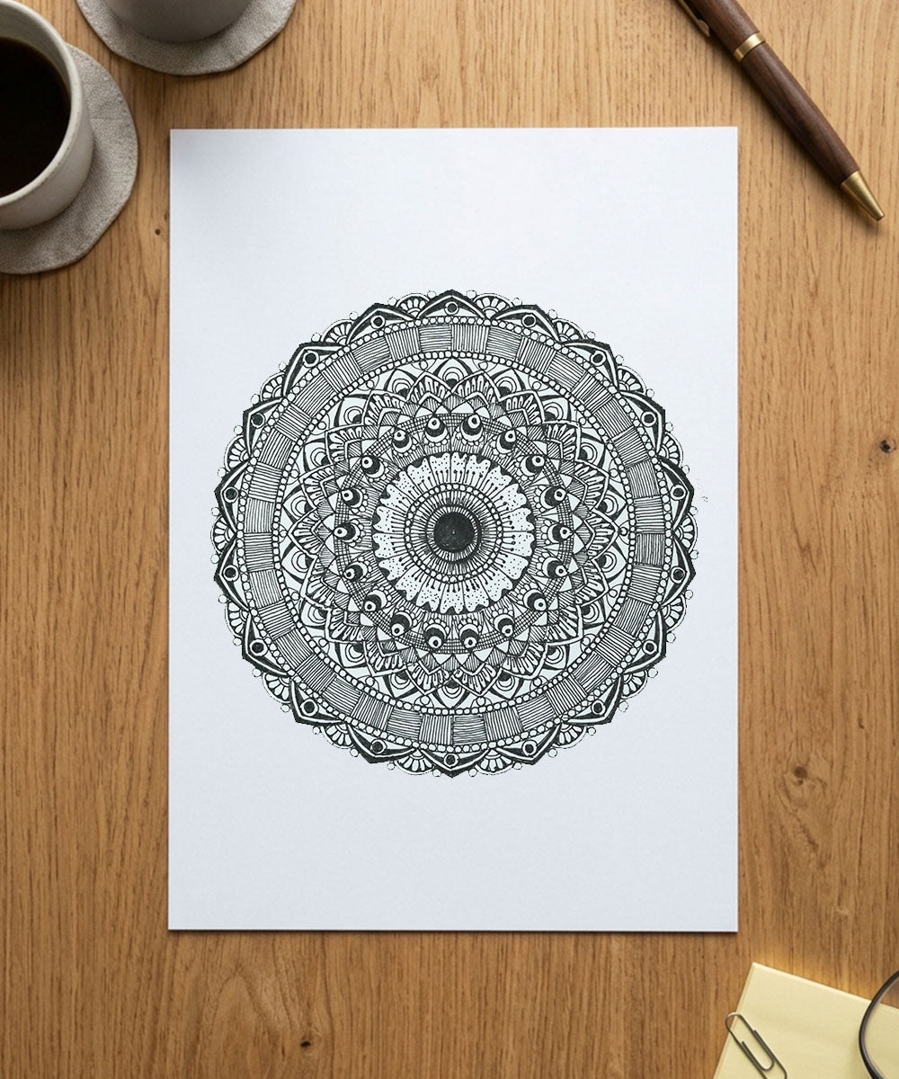 Handmade Mandala Art Frame Black Edition