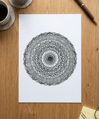Handmade Mandala Art Frame Black Edition