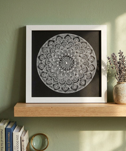Handmade Mandala Art Frame White Edition