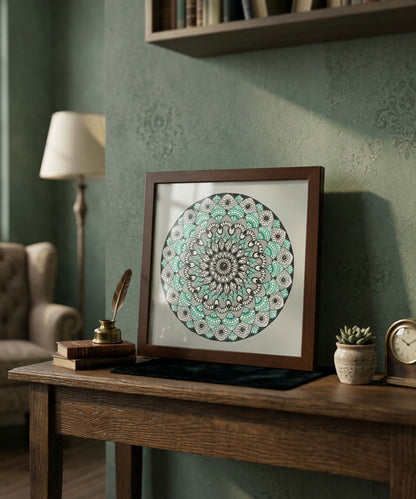 Handmade Mandala Art Frame Brown Edition