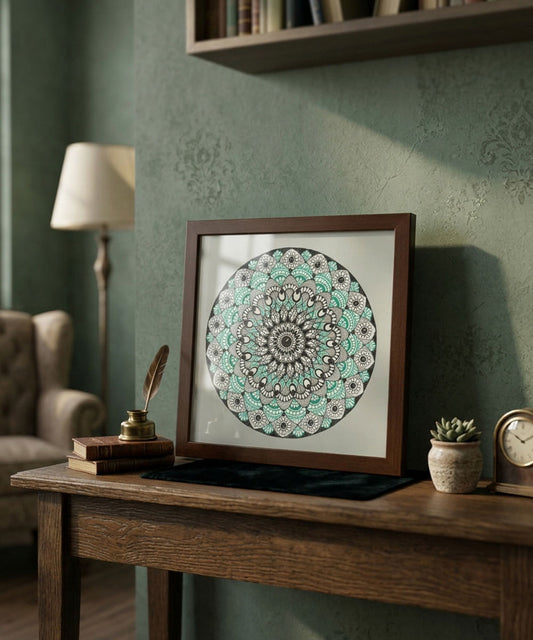 Handmade Mandala Art Frame Brown Edition