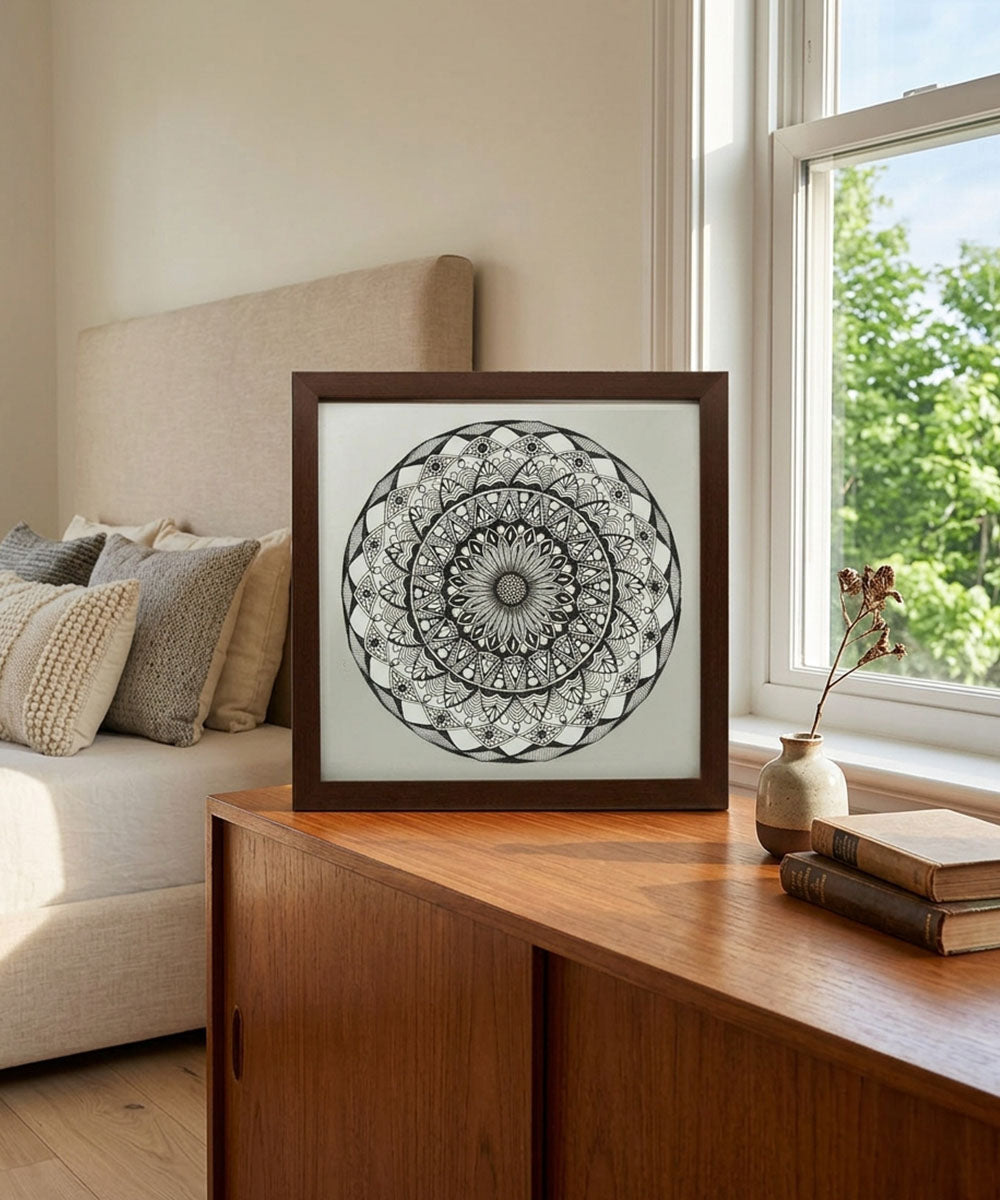 Handmade Mandala Art Frame Brown Edition