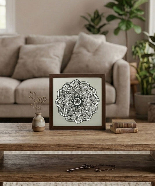 Handmade Mandala Art Frame Brown Edition