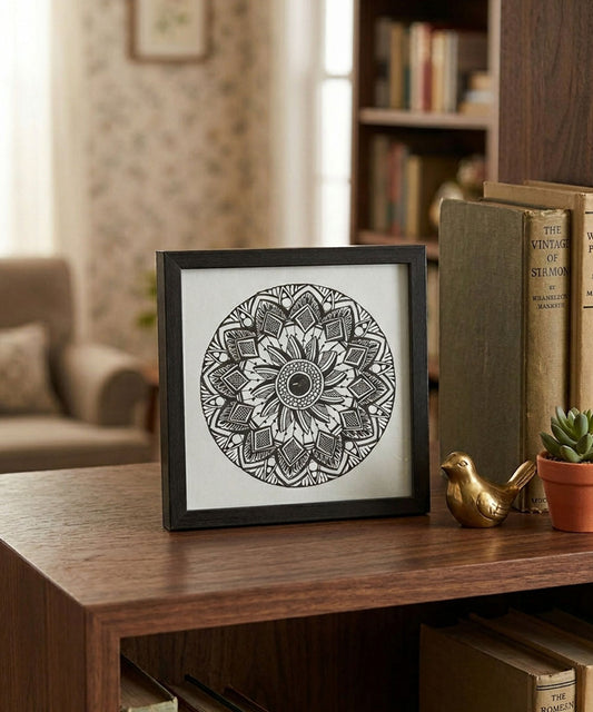 Handmade Mandala Art Frame Black Edition