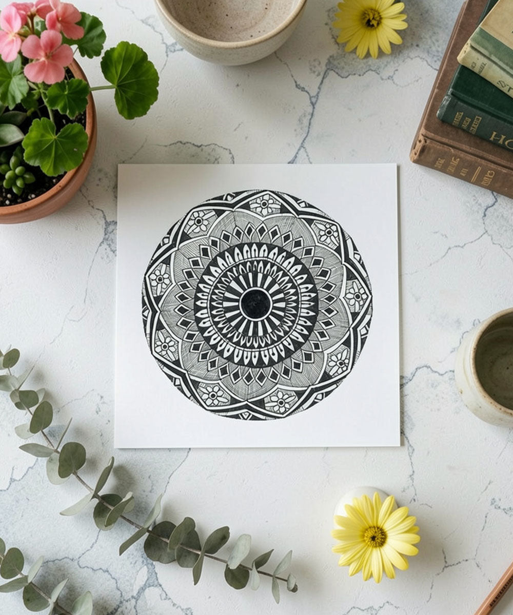 Handmade Mandala Art Frame Brown Edition
