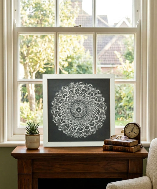 Handmade Mandala Art Frame White Edition
