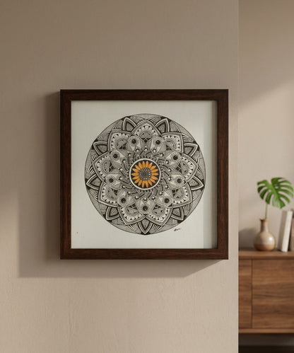 Handmade Mandala Art Frame Brown Edition