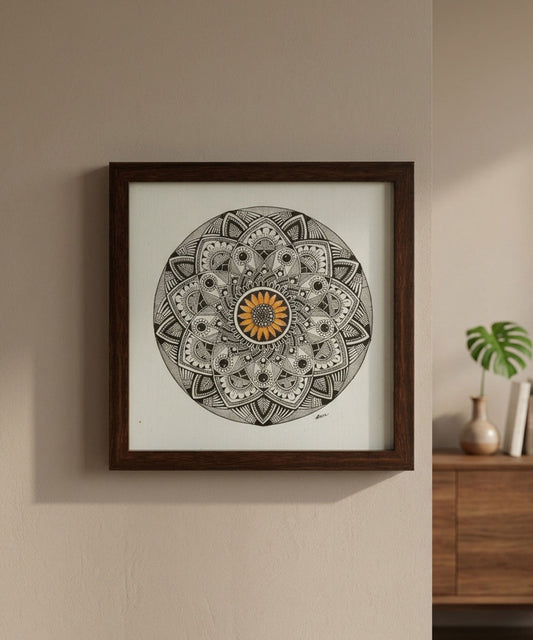 Handmade Mandala Art Frame Brown Edition