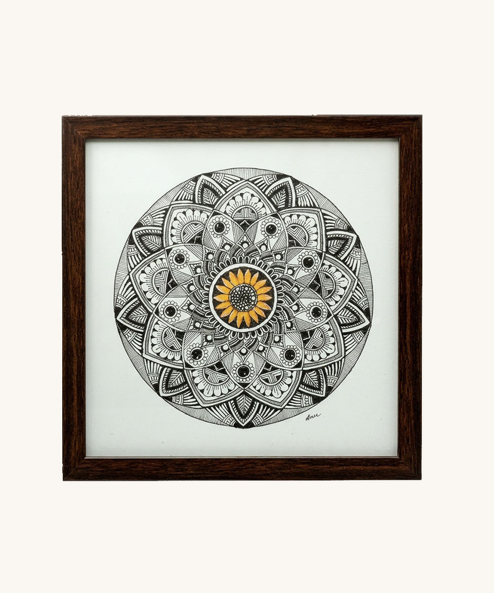 Handmade Mandala Art Frame Brown Edition