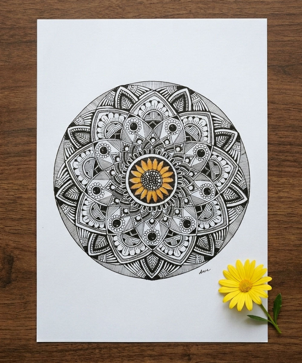 Handmade Mandala Art Frame Brown Edition
