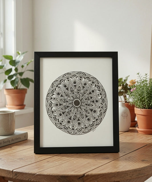 Handmade Mandala Art Frame Black Edition