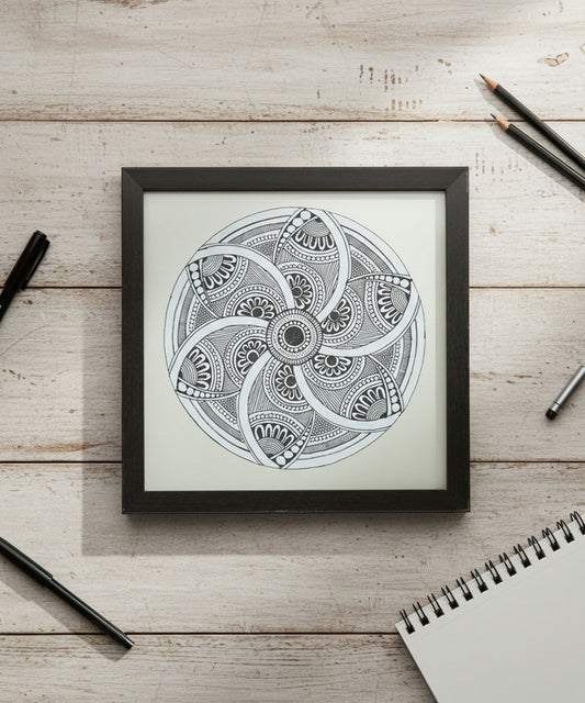 Handmade Mandala Art Frame Black Edition