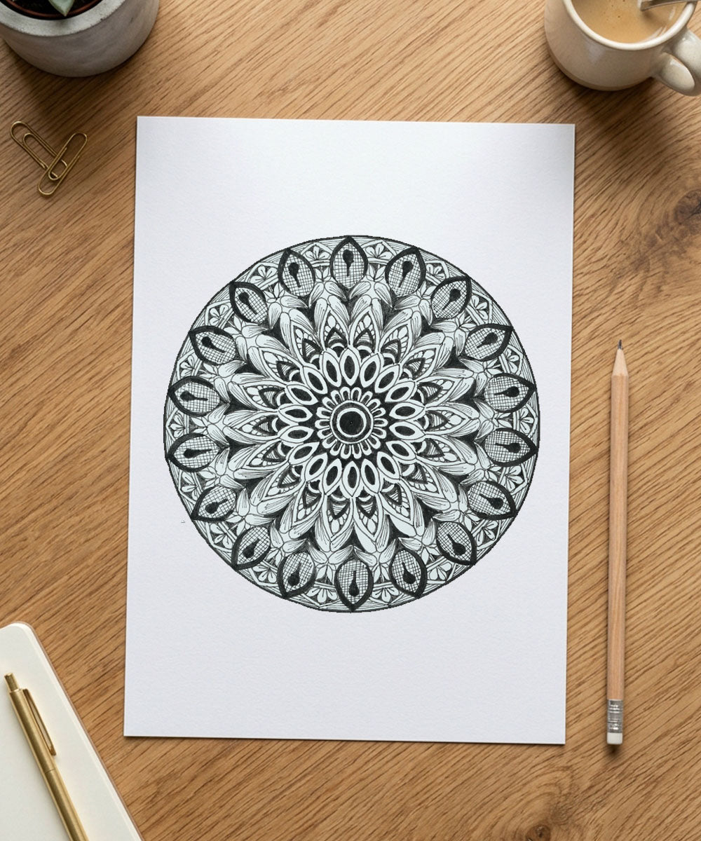 Handmade Mandala Art Frame Black Edition