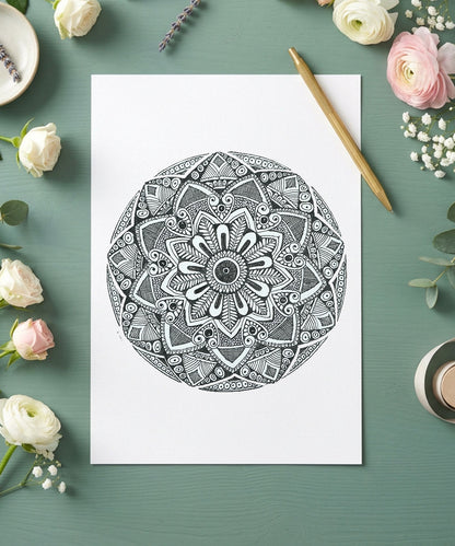 Handmade Mandala Art Frame Black Edition