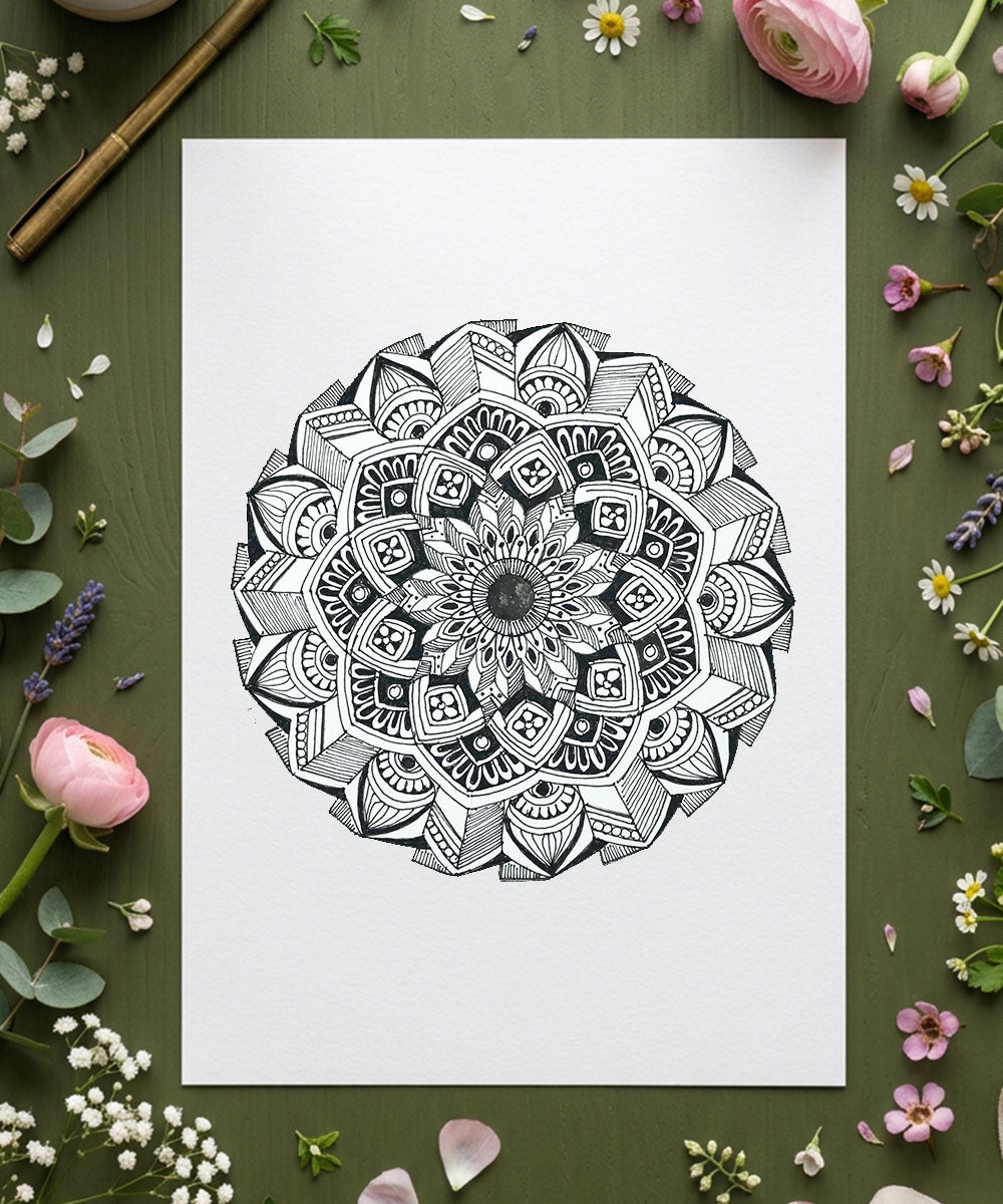 Handmade Mandala Art Frame Black Edition