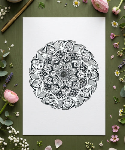 Handmade Mandala Art Frame Black Edition