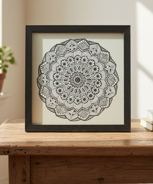 Handmade Mandala Art Frame Black Edition