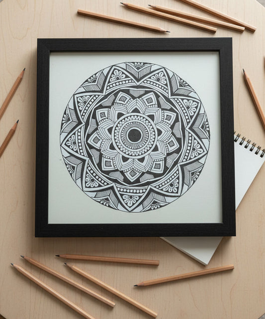 Handmade Mandala Art Frame Black Edition