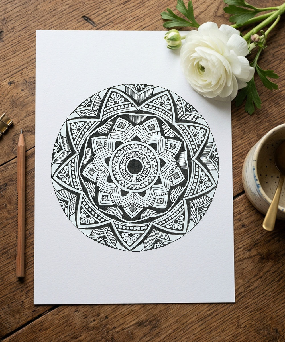 Handmade Mandala Art Frame Black Edition