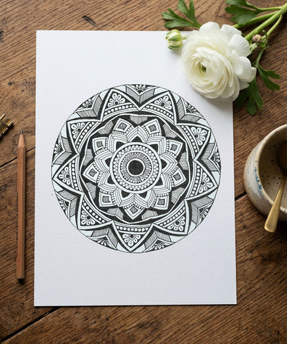 Handmade Mandala Art Frame Black Edition