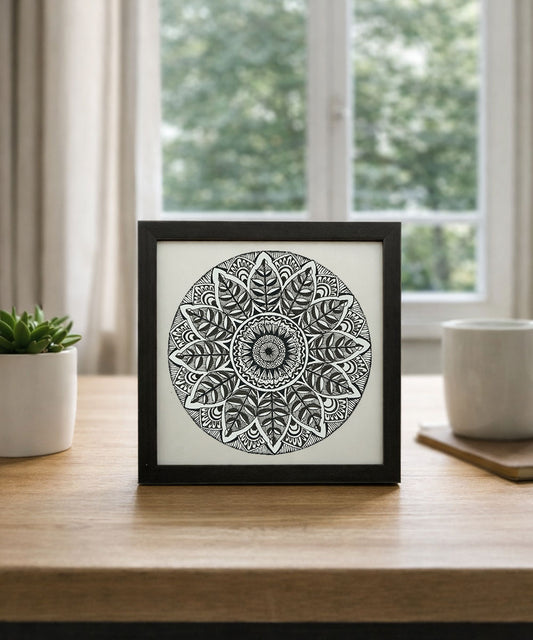 Handmade Mandala Art Frame Black Edition