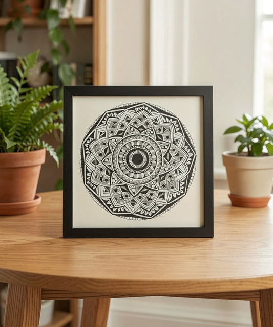 Handmade Mandala Art Frame Black Edition