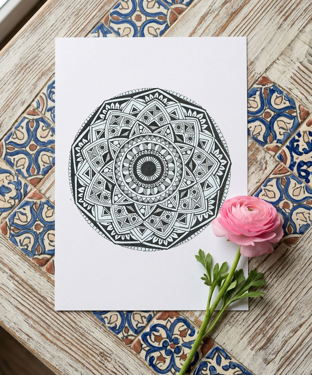 Handmade Mandala Art Frame Black Edition