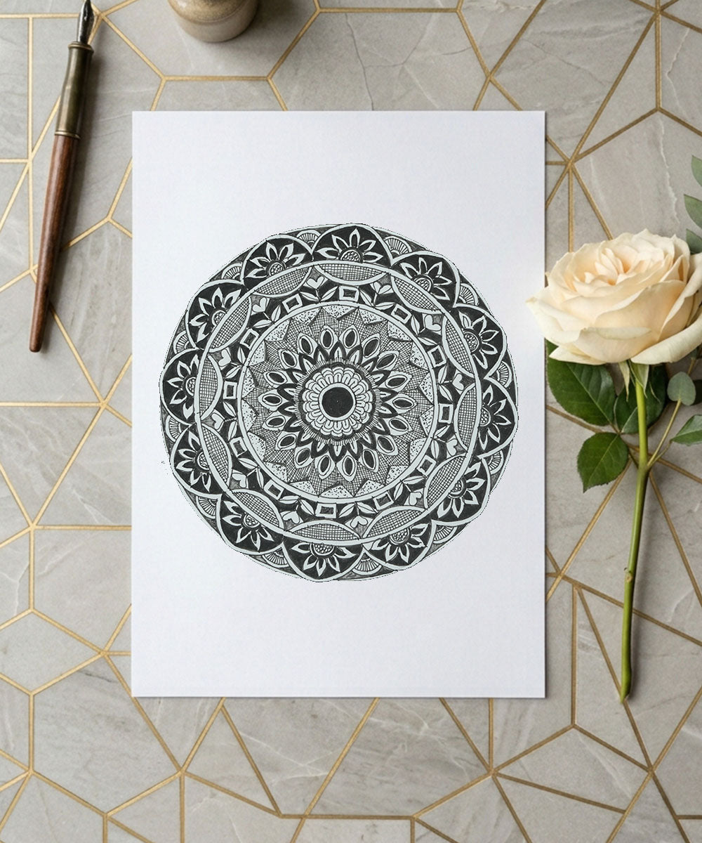 Handmade Mandala Art Frame Black Edition