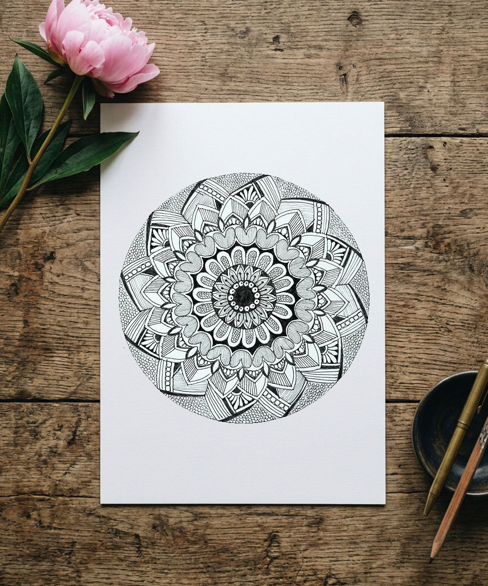 Handmade Mandala Art Frame Black Edition