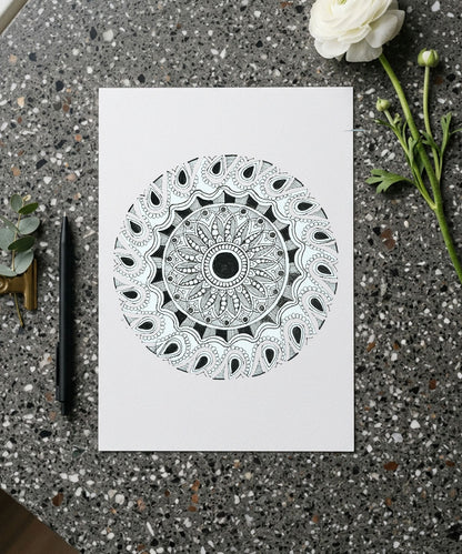 Handmade Mandala Art Frame Black Edition