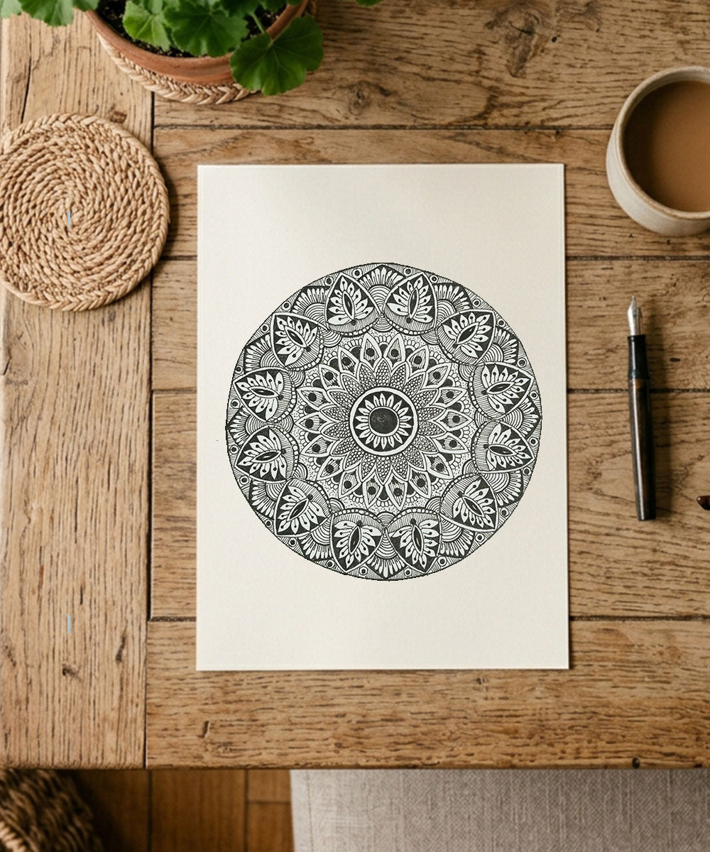 Handmade Mandala Art Frame Black Edition
