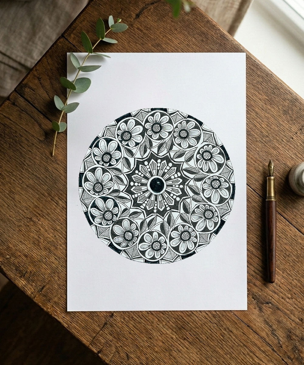 Handmade Mandala Art Frame Black Edition