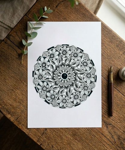 Handmade Mandala Art Frame Black Edition