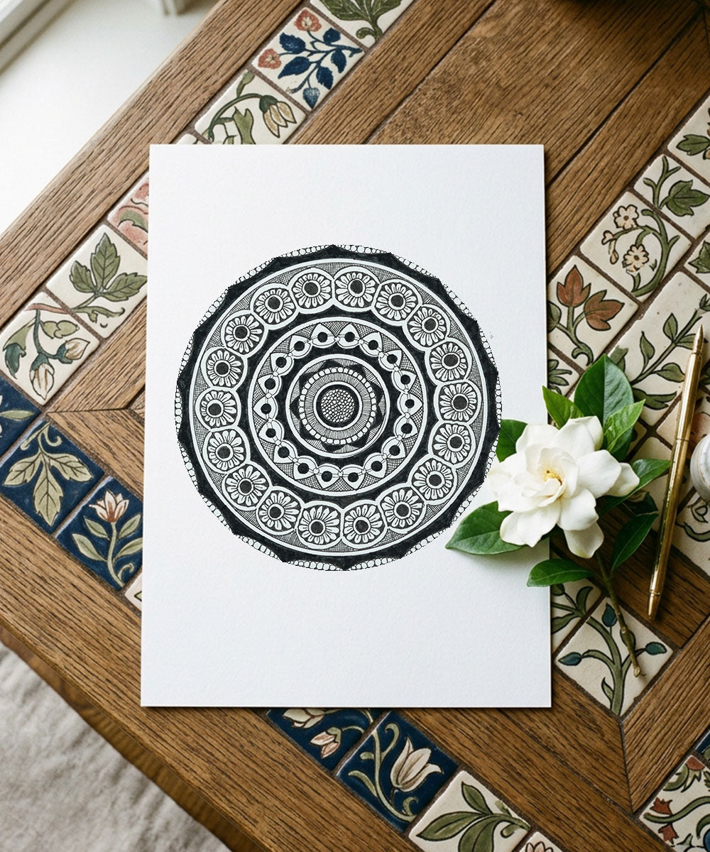 Handmade Mandala Art Frame Black Edition