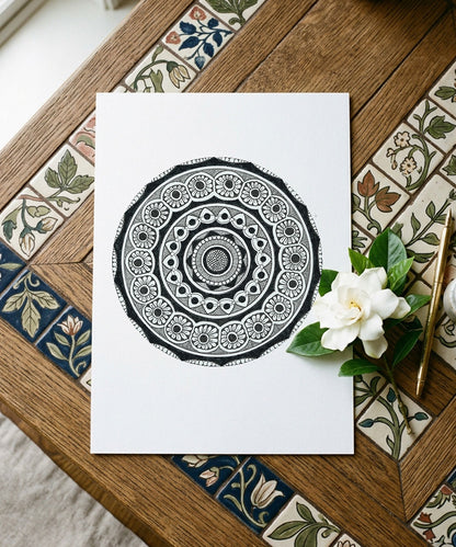 Handmade Mandala Art Frame Black Edition