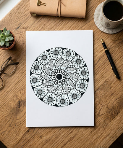 Handmade Mandala Art Frame Black Edition