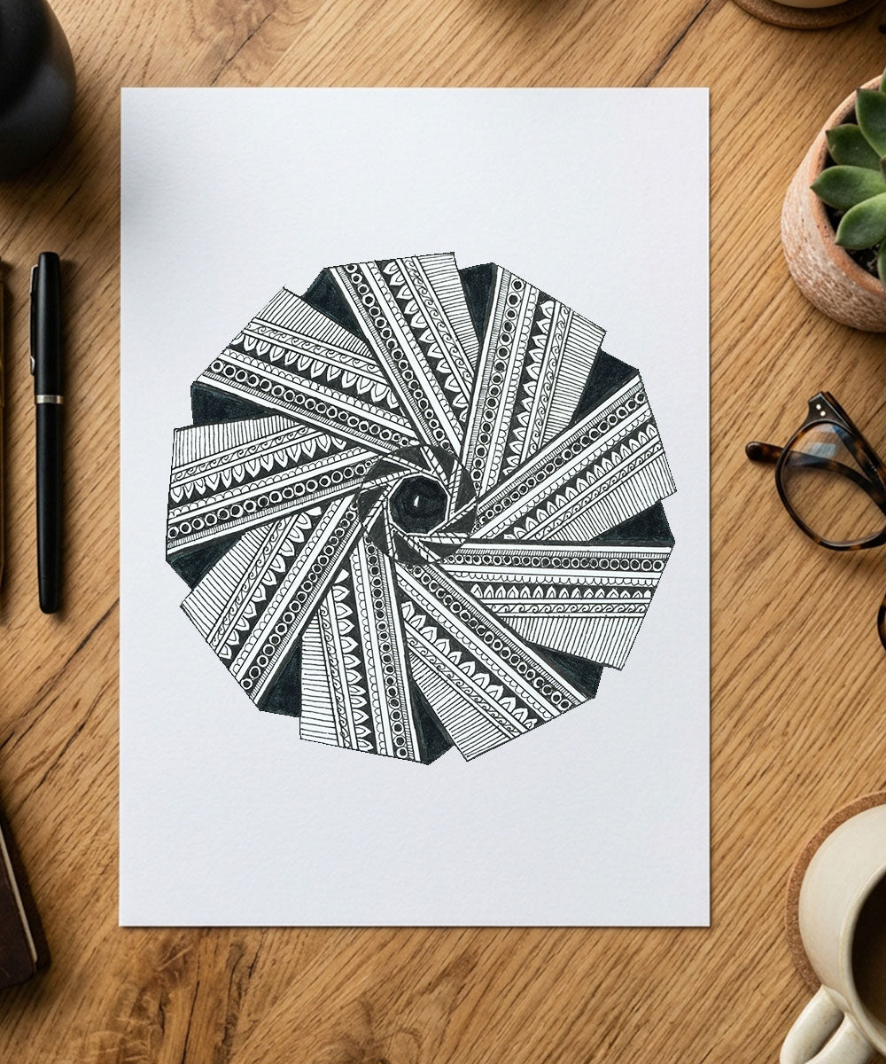 Handmade Mandala Art Frame Black Edition