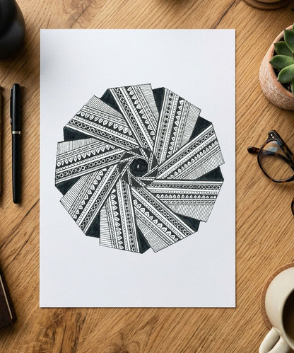 Handmade Mandala Art Frame Black Edition