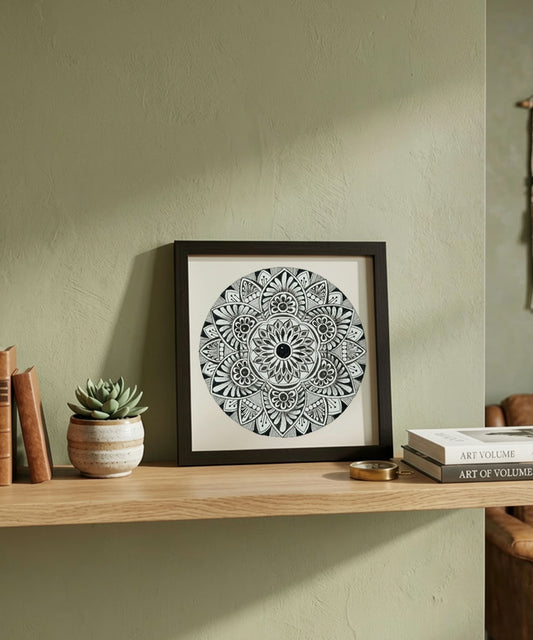 Handmade Mandala Art Frame Black Edition