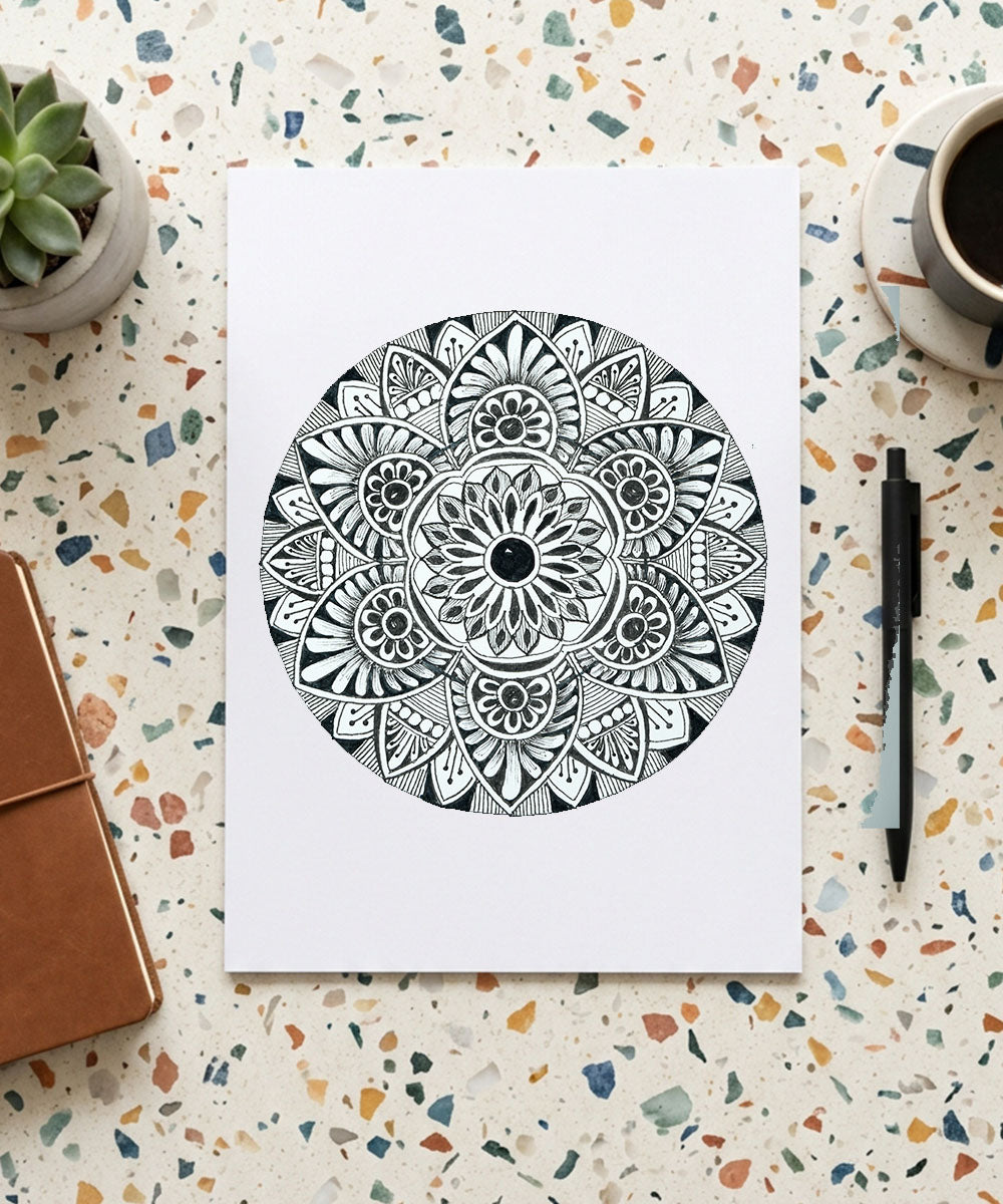 Handmade Mandala Art Frame Black Edition