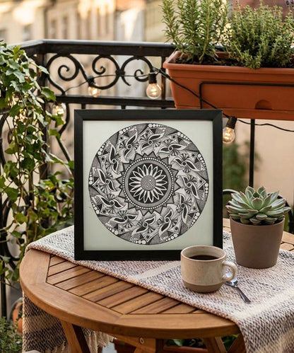 Handmade Mandala Art Frame Black Edition