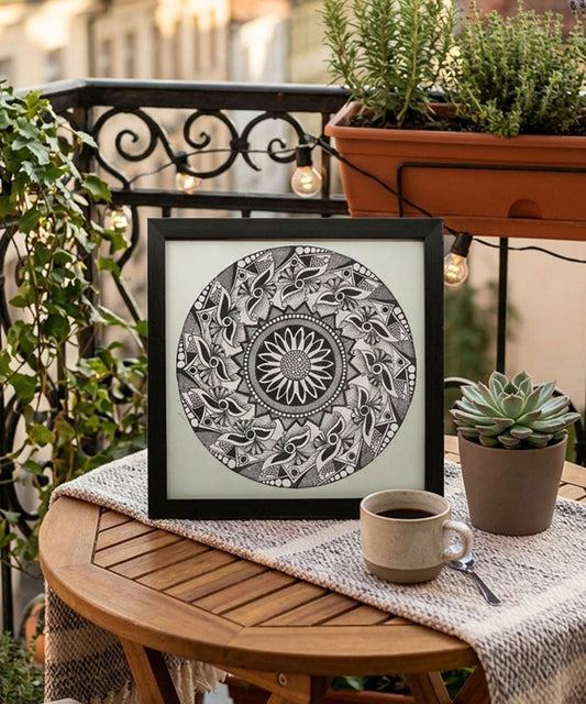 Handmade Mandala Art Frame Black Edition