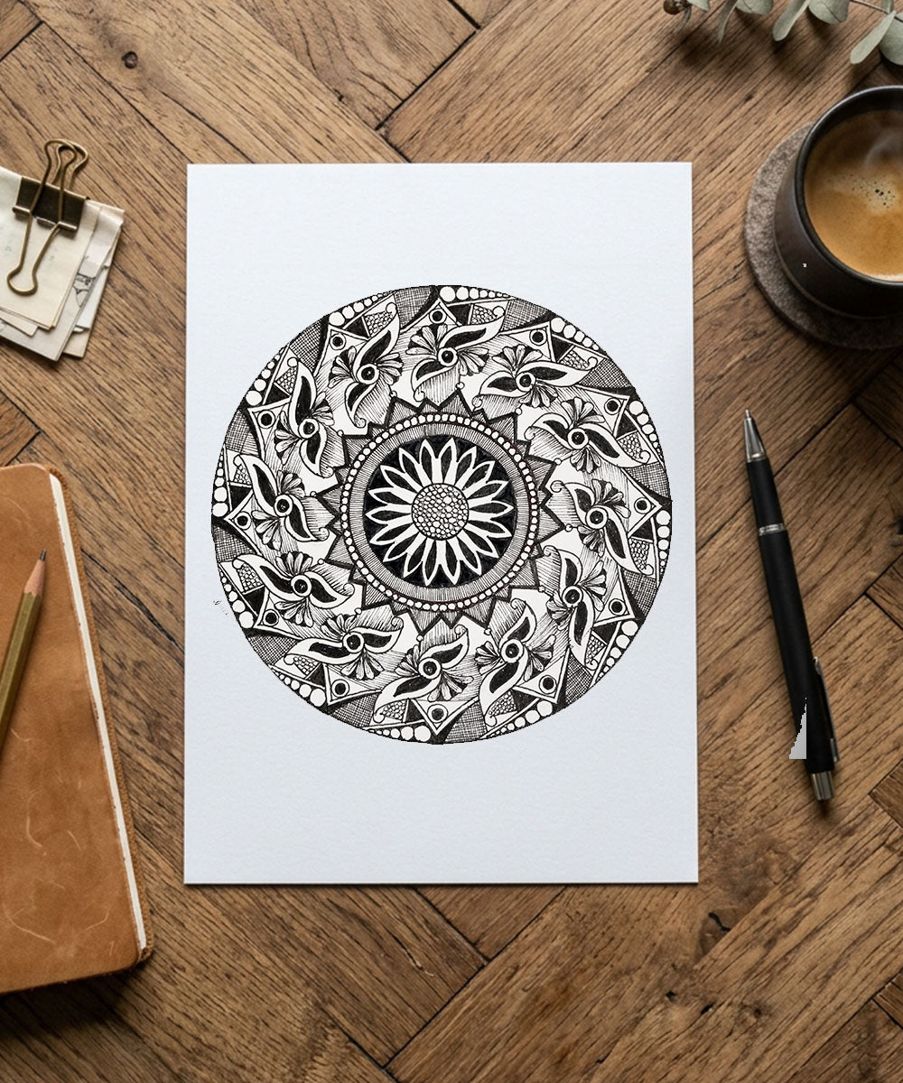 Handmade Mandala Art Frame Black Edition