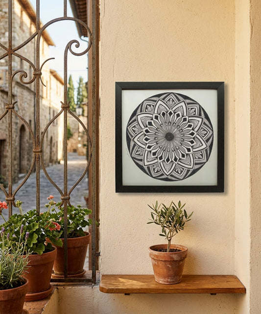 Handmade Mandala Art Frame Black Edition