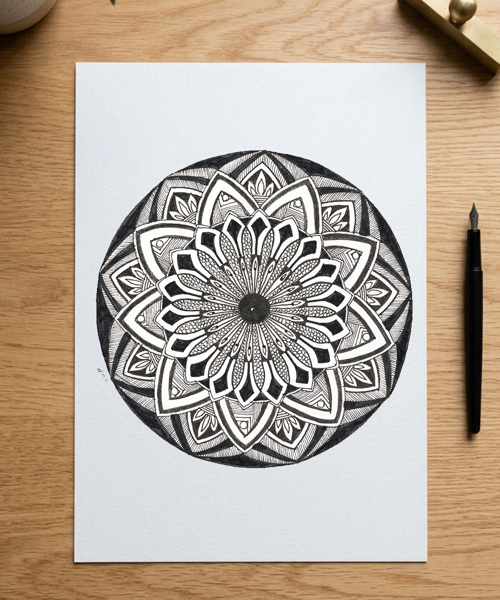 Handmade Mandala Art Frame Black Edition