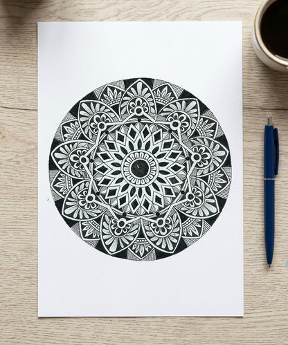 Handmade Mandala Art Frame Black Edition