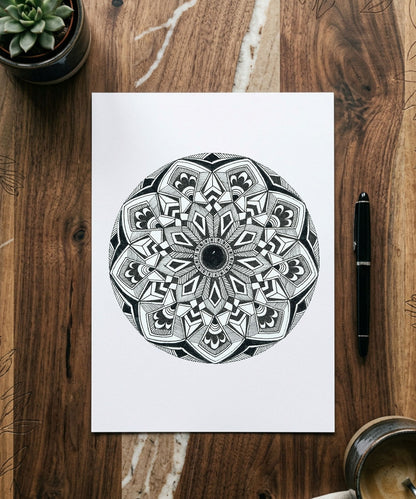 Handmade Mandala Art Frame Black Edition