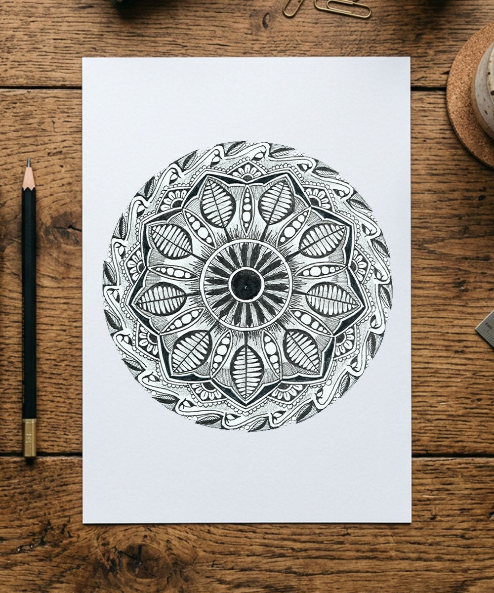Handmade Mandala Art Frame Black Edition