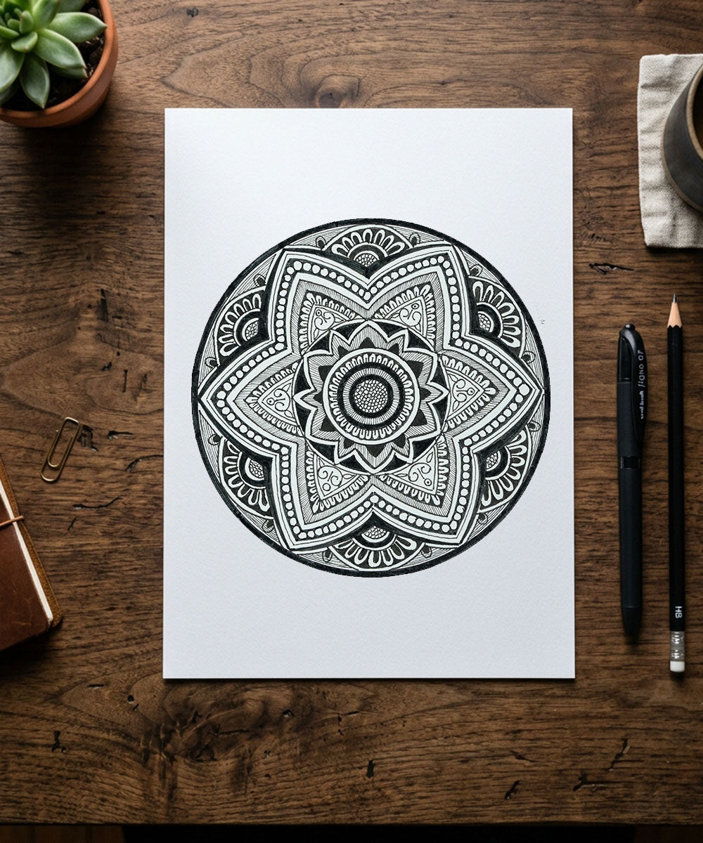 Handmade Mandala Art Frame Black Edition
