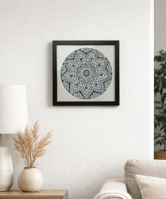 Handmade Mandala Art Frame Black Edition